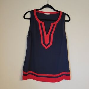 41 Hawthorn L Large Navy Red Sleeveless Tank Top Blouse Nautical